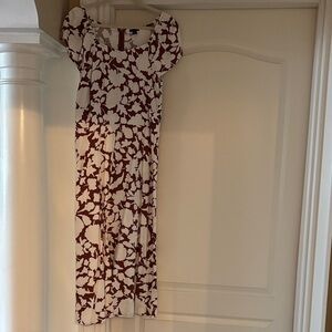 NWT - Ann Taylor Cream Maxi Dress with Brown Floral Print